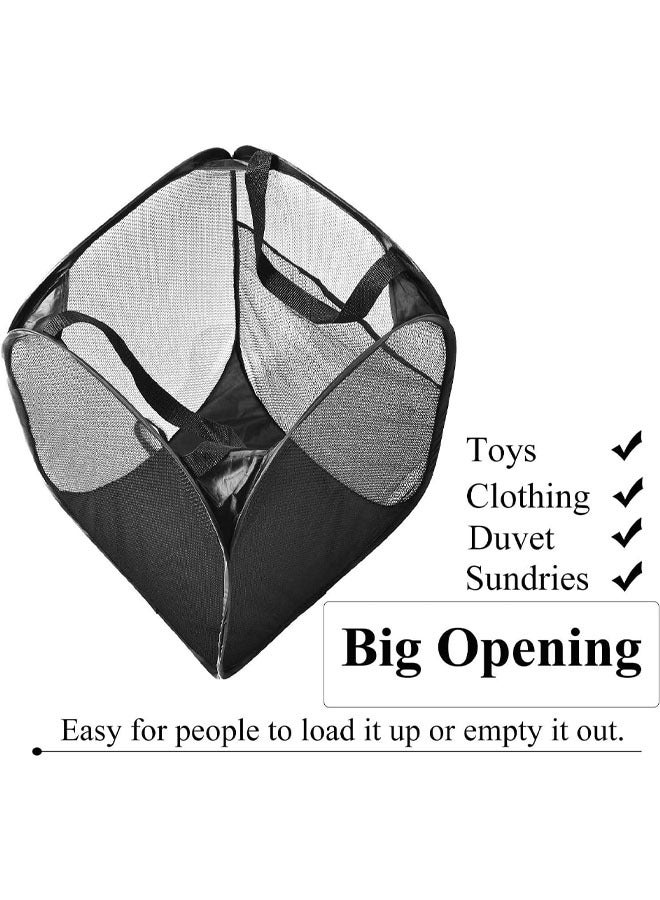 YelaJoy Laundry Basket Clothes Hamper, Foldable Storage Basket,Collapsible Clothes Washing Laundry Hamper,Travel Hamper,Mesh Pop Up Laundry Hamper with Carry Handle （Black） - Image 4