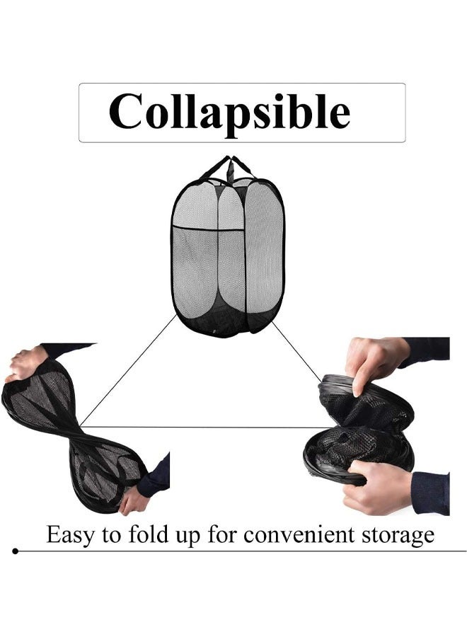 YelaJoy Laundry Basket Clothes Hamper, Foldable Storage Basket,Collapsible Clothes Washing Laundry Hamper,Travel Hamper,Mesh Pop Up Laundry Hamper with Carry Handle （Black） - Image 5