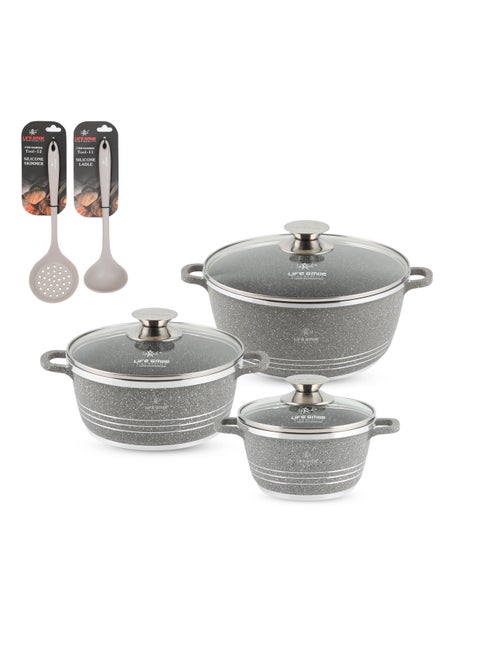 Cookware Set 8 pieces - Pots set Induction Bottom, Granite Non Stick Coating 100% PFOA FREE, Die Cast Cooking Set include Casseroles And Kitchen Utensils
