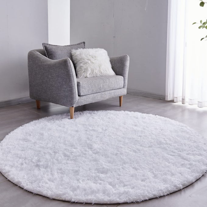 WHITE ROUND RUG ULTRASOFT PLUSH MODERN 7X7 CIRCLE AREA RUG FOR KIDS BEDROOM FLUFFY SHAG CIRCULAR RUG FOR NURSERY ROOM NONSLIP HOME DECOR CUTE WHITE CARPET FOR TEENS ROOM
