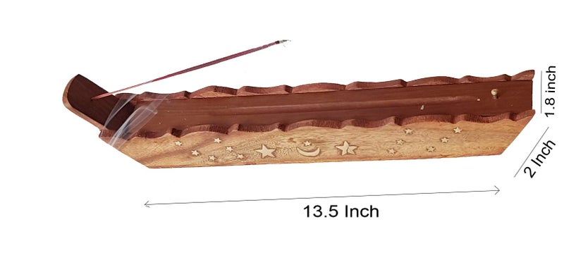 Pure Source India Incense Box Sticks Holder AGARBATI AGARBATTI DHOOP Dhoop Stand LOBAN Wood Burner/Holder with Nice Brass Inlay - Image 3