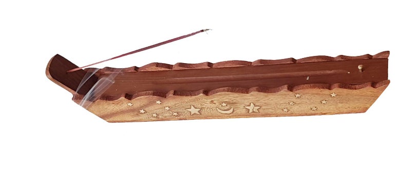 Pure Source India Incense Box Sticks Holder AGARBATI AGARBATTI DHOOP Dhoop Stand LOBAN Wood Burner/Holder with Nice Brass Inlay - Image 4