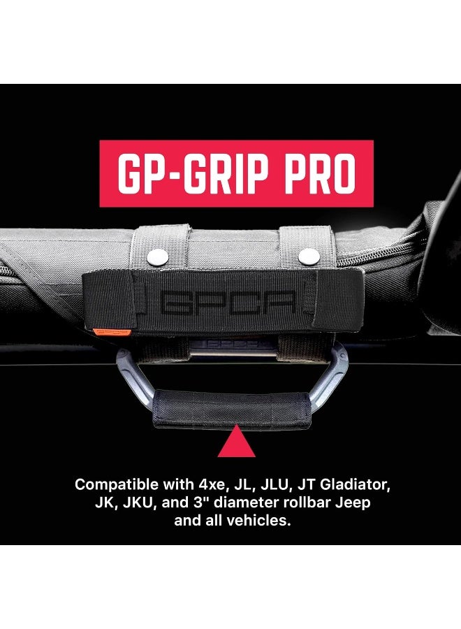GPCA GP-Grip PRO Grab Handle Jeep Wrangler JL JK Sports/Sahara/Freedom/Rubicon X Unlimited 2DR/ 4DR 2007-2019 w/ 3" Padded roll Bars (Universal to Front/Backseat) (Pair - Metallic) - Image 2