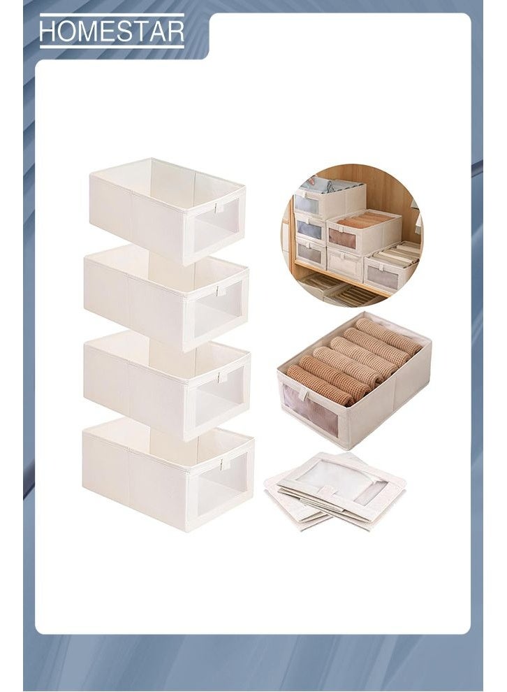 هومستر 4 حزمة الدرج منظمي وتخزين خزانة الملابس منظم ، ، خزانة قابلة للطي منظم سلالات تخزين حاويات لتنظيم الملابس جينز ألعاب الكتب الرفوف خزانة الملابس - Image 1