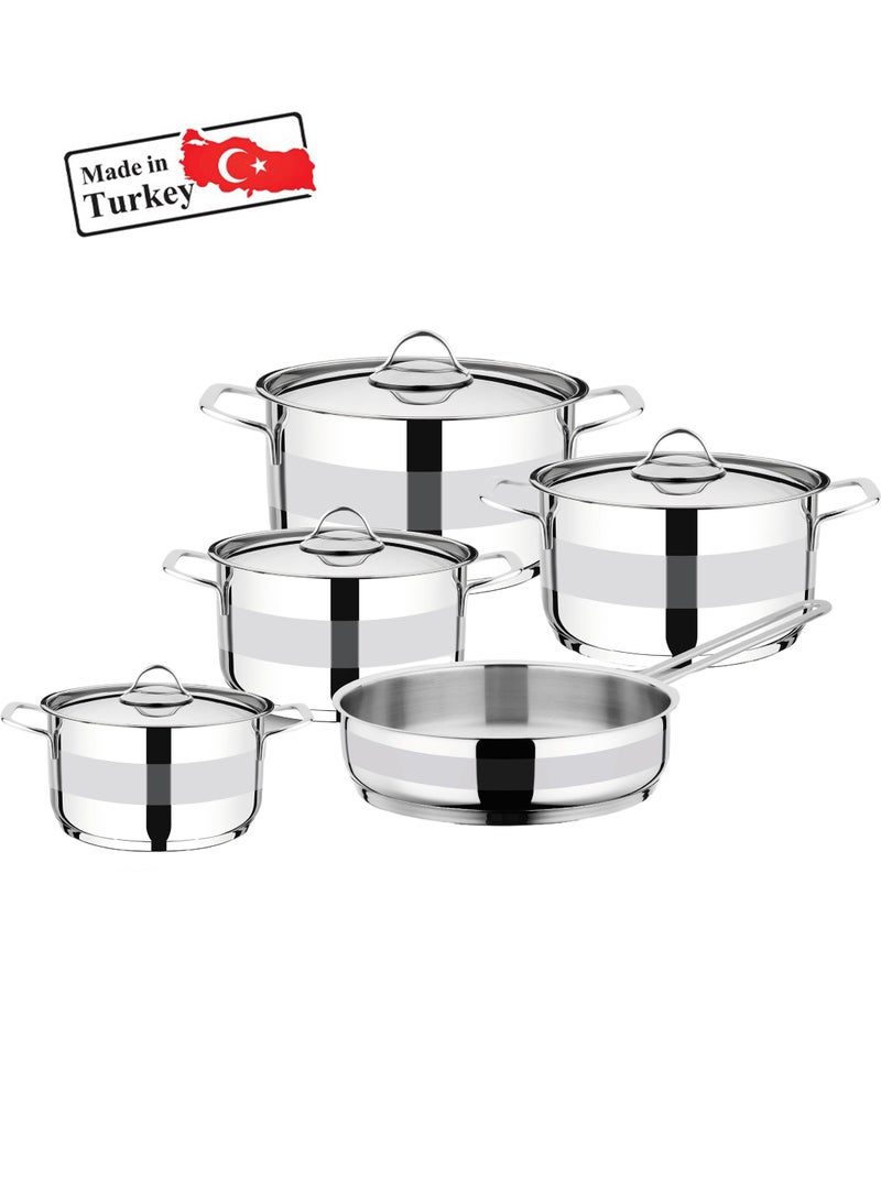 Top Chef 9 Piece Cookware Set Stainless Steel 18/10 Turkey Made Silver  - Image 1