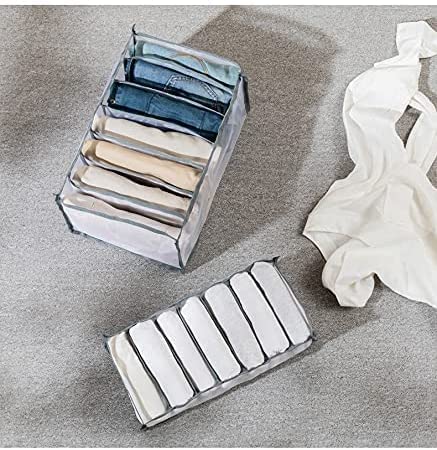 BIRZAR Wardrobe Clothes Organizers 7 Grids Jeans Compartment Wardrobe Clothes Organizer Cloth Storage Organizer Grey 2 - Image 4