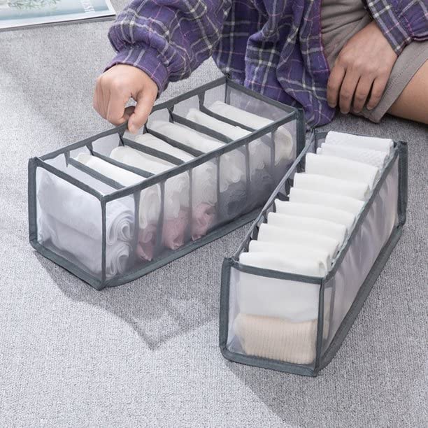 BIRZAR Wardrobe Clothes Organizers 7 Grids Jeans Compartment Wardrobe Clothes Organizer Cloth Storage Organizer Grey 2 - Image 2