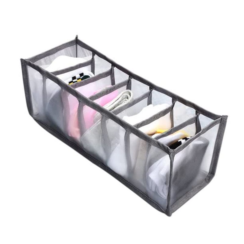 BIRZAR Wardrobe Clothes Organizers 7 Grids Jeans Compartment Wardrobe Clothes Organizer Cloth Storage Organizer Grey 2 - Image 1