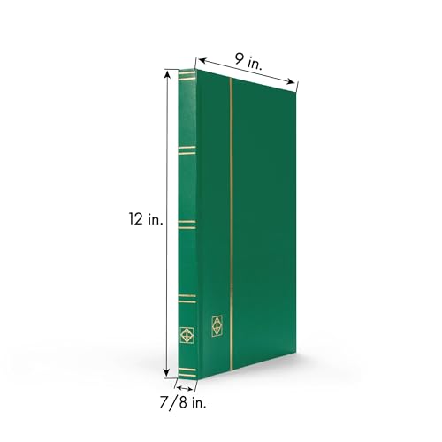 LIGHTHOUSE – “BASIC” Hard Cover Stockbook for Stamps – 32 Black Cardstock 9”x12” (A4) Pages with Clear Strips - Green - Image 4