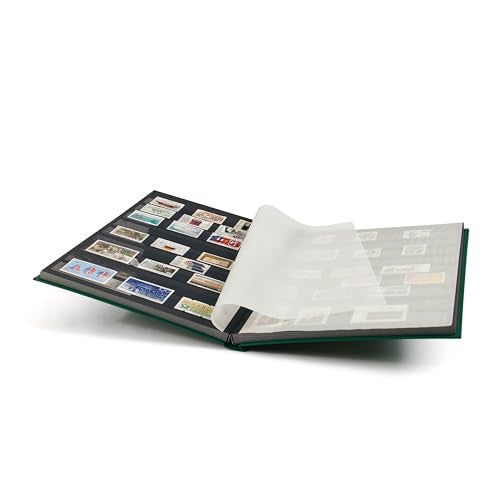 LIGHTHOUSE – “BASIC” Hard Cover Stockbook for Stamps – 32 Black Cardstock 9”x12” (A4) Pages with Clear Strips - Green - Image 2