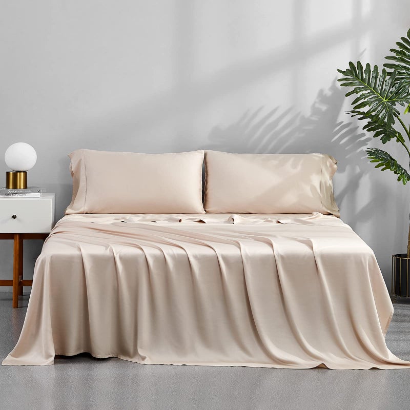 ACCURATEX Cooling Sheets Full Size Sand - 100% Viscose Made from Bamboo  Luxury Hotel Sheet Set for Full Size Bed  Super Soft Breathable Bedding Sheets up to 16 inches Deep Pockect