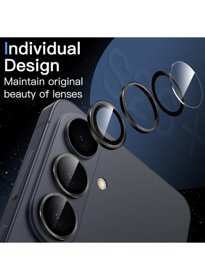 ZOOMEE Samsung Galaxy S26 Plus Camera Lens Protector, 9H Tempered Glass Metal Individual Ring Cover, Black - Image 2