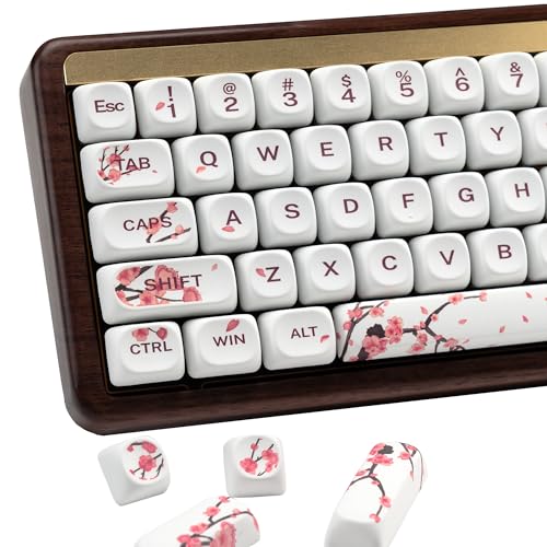 OHY XVX MOA Profile Cherry Blossom PBT Keycaps, 140-Key Dye-Sub Keycaps for ANSI/ISO Layout (Compatible with Cherry MX Switches & GK61/68/87/96/104/108, Includes 6.25u Spacebar) - Image 1