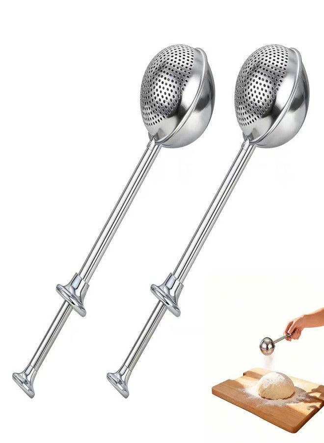Fevbcnrj 2 Pack Sourdough Flour Duster for Baking, Powdered Sugar Duster, One-Handed Operation Flour Dusting Wand, 304 Stainless Steel with Spring-Operated Handle, Easy to Use, Perfect for Sourdough Bread - Image 1