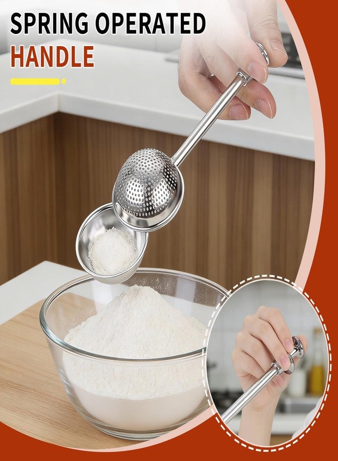 Fevbcnrj 2 Pack Sourdough Flour Duster for Baking, Powdered Sugar Duster, One-Handed Operation Flour Dusting Wand, 304 Stainless Steel with Spring-Operated Handle, Easy to Use, Perfect for Sourdough Bread - Image 4