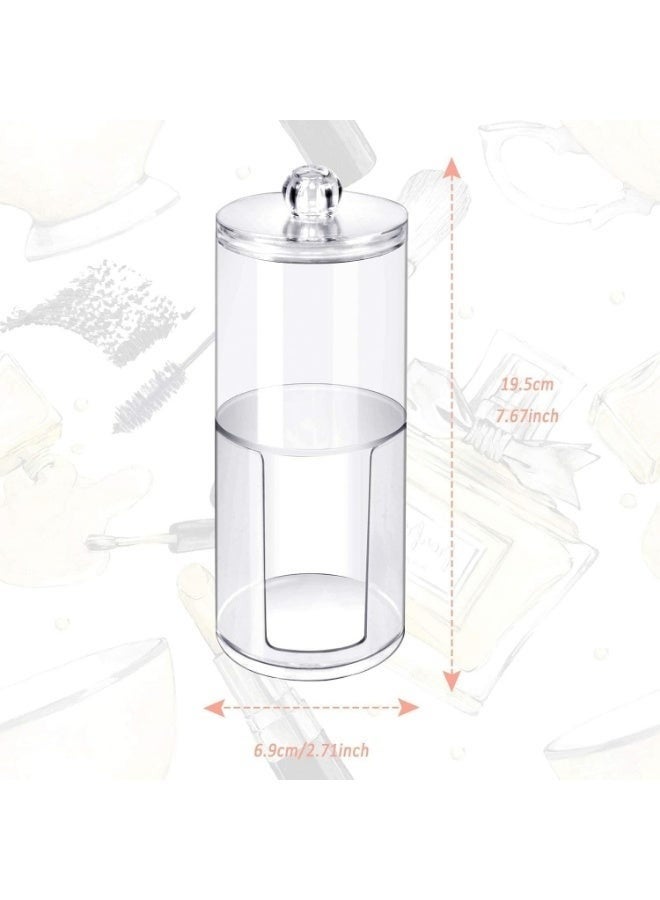 2 in 1 Acrylic Cotton Swab Holder - Versatile Makeup Organizer with Lid, Cotton Swabs, Makeup Remover Pads, Cosmetics in Bathroom or Beauty Room -Clear - Image 3