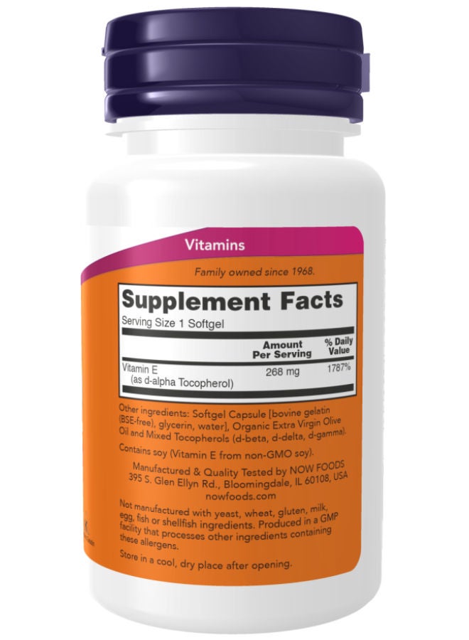 ناو فودز كبسولات فيتامين E-400 مع مزيج من التوكوفيرول من NOW - Image 2