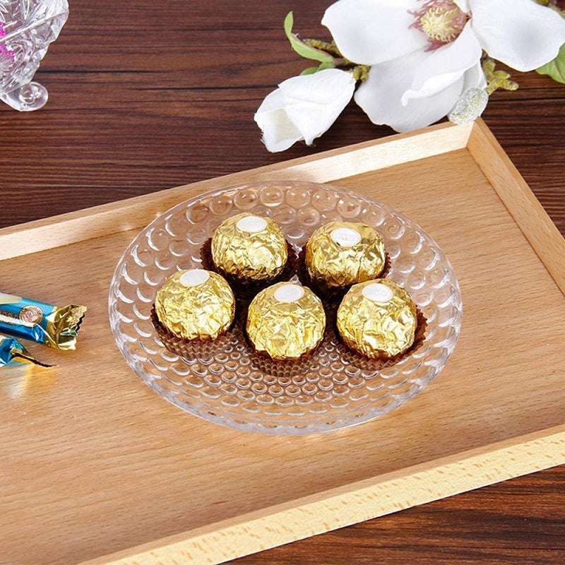 KEXES Glass Fruit Bowl Plate For Dining Table Classic Bubble Design Dry Fruit Chocolate Tray Crystal Decoration Serving Bowl Dessert Plate 1 Liters - Image 4