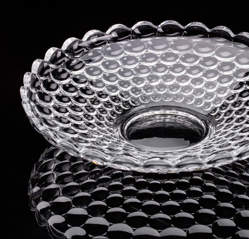 KEXES Glass Fruit Bowl Plate For Dining Table Classic Bubble Design Dry Fruit Chocolate Tray Crystal Decoration Serving Bowl Dessert Plate 1 Liters - Image 1