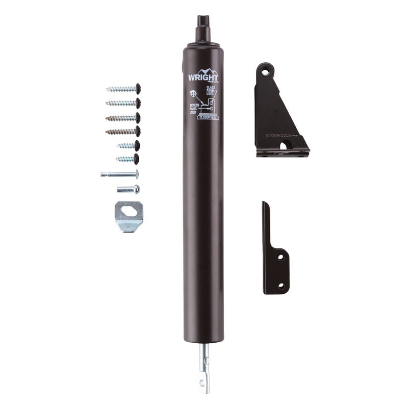 Wright Products Pneumatic Storm Door Closer Adjustable SmoothClosing with HoldOpen Washer Transitional Bronze