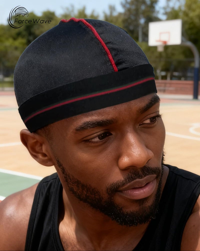 ForceWave Silky Stocking Cap for Men & Women, Black Compression Cap for 360 Waves, 4-Piece Set - Image 4