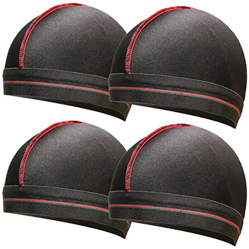 ForceWave Silky Stocking Cap for Men & Women, Black Compression Cap for 360 Waves, 4-Piece Set - Image 1