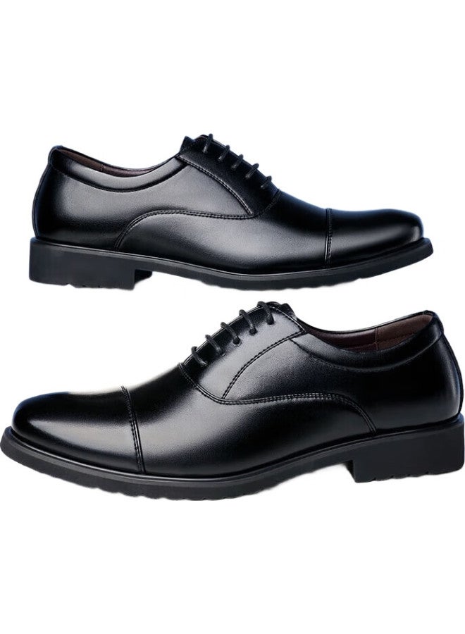 BEIOUTU Leather Shoes For Men, Fashionable Three-Joint Business Formal Shoes, Comfortable Lace-Up Casual Men'S Shoes, 8827 Black, Size 41 - Image 3