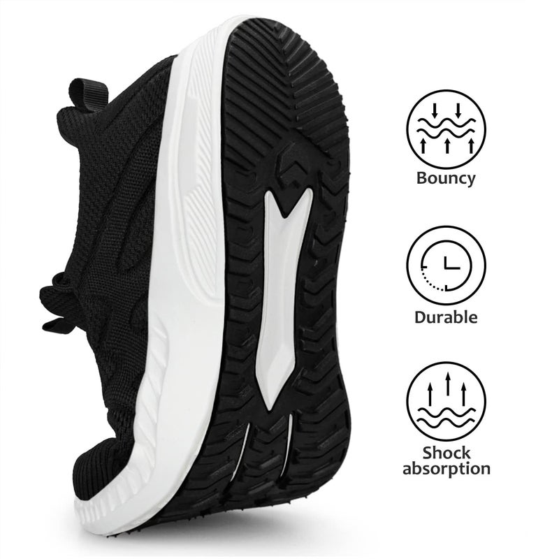 Feethit Womens Sneakers Slip on Tennis Running Walking Shoes Lightweight Gym Shoes Workout Sneakers for Work Travel Black White Size 9 - Image 4