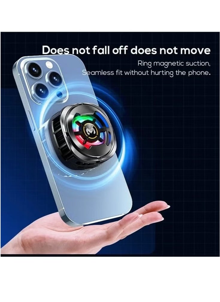 Memo CX06 Magnetic Phone Cooler Fan with Colorful RGB Lights – Ultra-Quiet Air Cooler for Gaming, Streaming, Charging – Fast Cooling Radiator with Advanced Semiconductor Technology – Snap-On Magnetic Mount for iPhone, Android & All Smartphones – Portable Mobile Radiator for Heat Control and Battery Protection  - Image 5