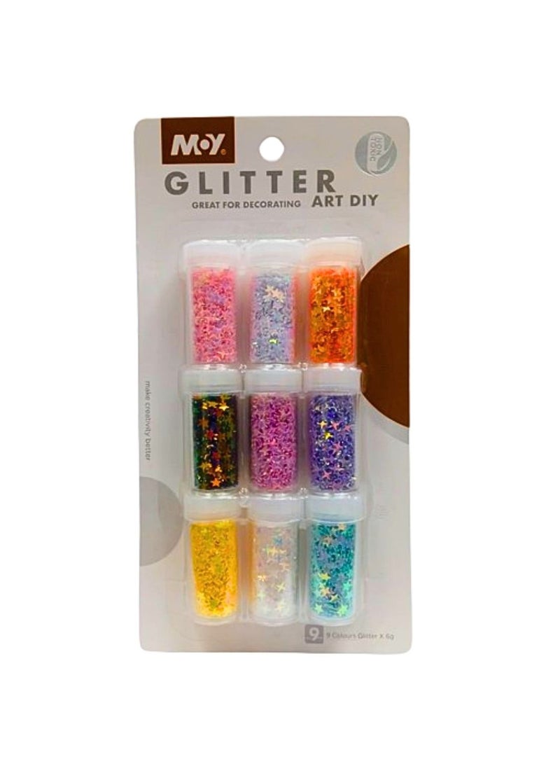 Moy Glitter Kit (9 Color Glitter) For Decorating Art Diy - Multi Color - Image 2