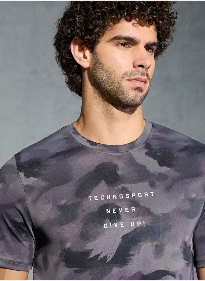 Technosport Men Camouflage Printed Round Neck Regular Fit T-Shirt  - Image 2