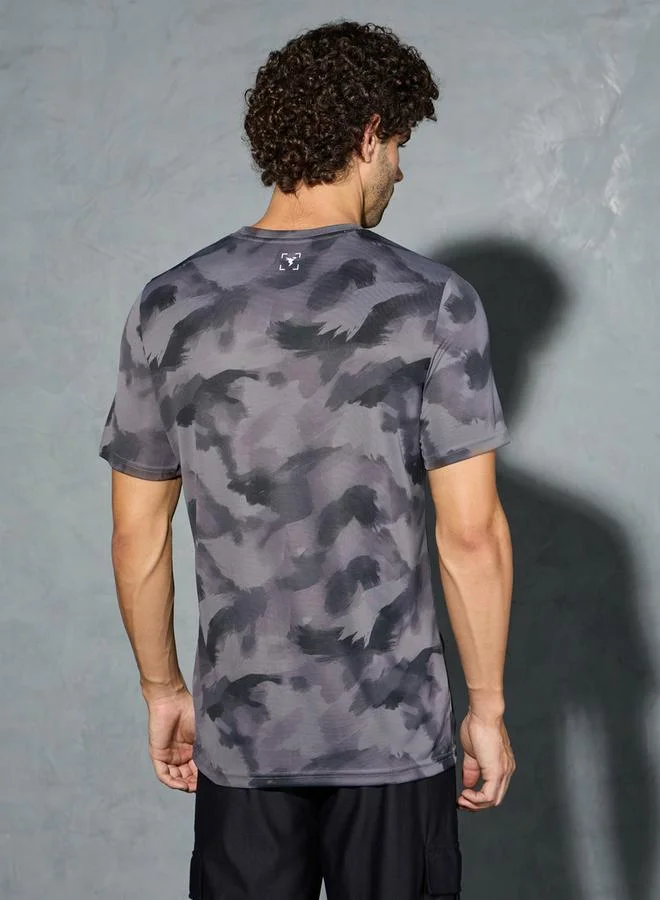 Technosport Men Camouflage Printed Round Neck Regular Fit T-Shirt