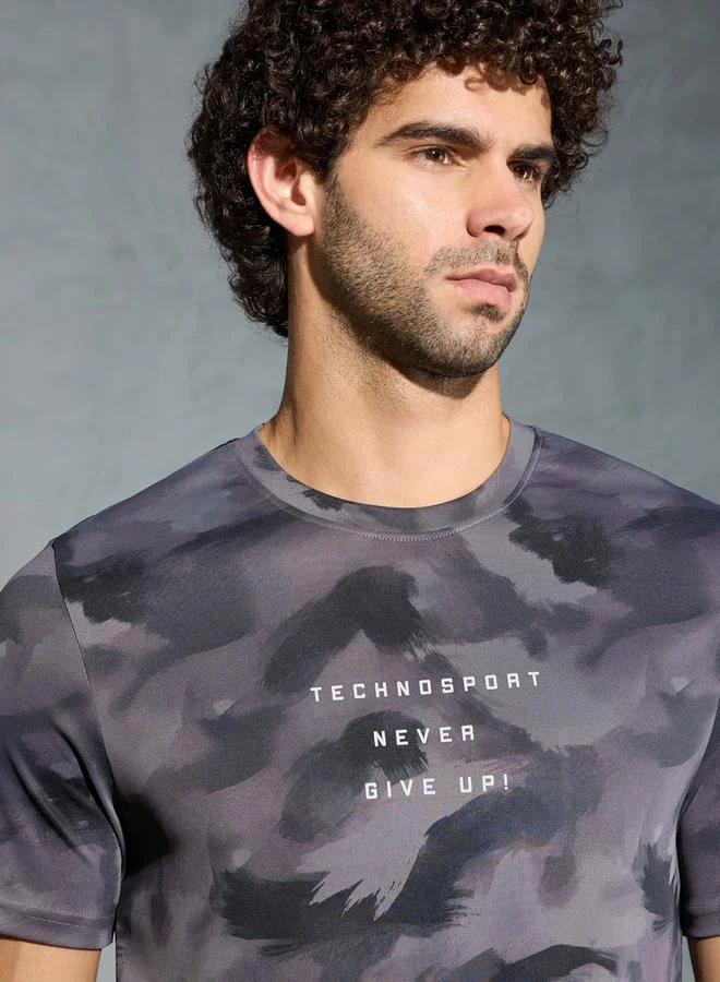Technosport Technosport Men Camouflage Printed Round Neck Regular Fit T-Shirt
