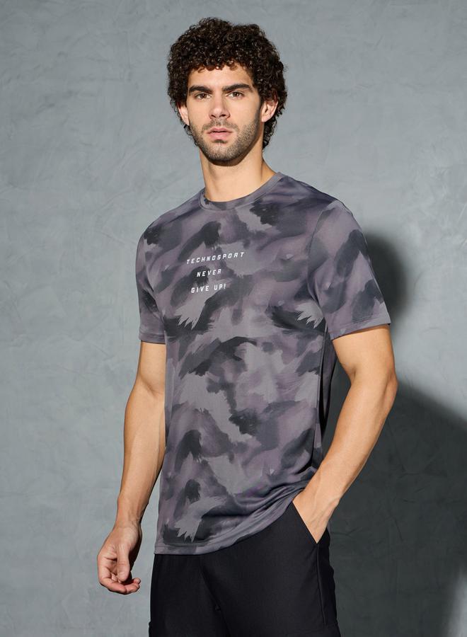Technosport Men Camouflage Printed Round Neck Regular Fit T-Shirt - Image 1