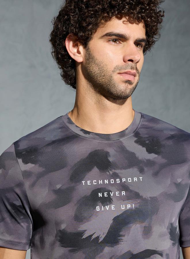 Technosport Men Camouflage Printed Round Neck Regular Fit T-Shirt - Image 2