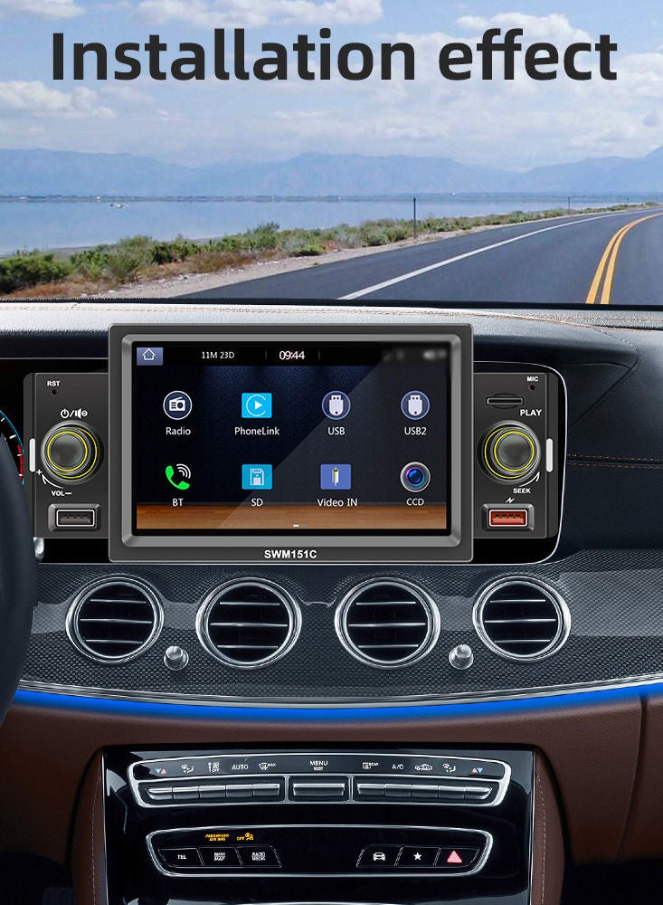 مشغل MP5 ستيريو للسيارة مقاس 5 بوصات، جهاز استقبال راديو FM واحد Din BT - Image 2