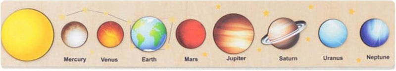 Wooden Solar System Model Puzzle for Kids, Montessori Planet Solar System Wooden Toy, Education Matching Puzzle Educational Toys for Boys Gifts (Yellow) - Image 1