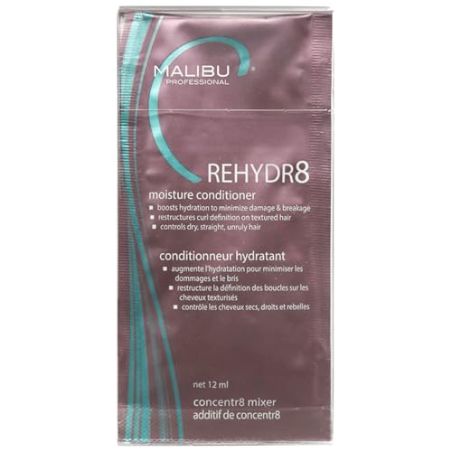 Malibu C REHYDR8 Moisture Conditioner 6 Packets Hydration Boosting Concentrate for Dry Brittle Hair Strand Reviving Hydrating Conditioner for All Hair Types - Image 1