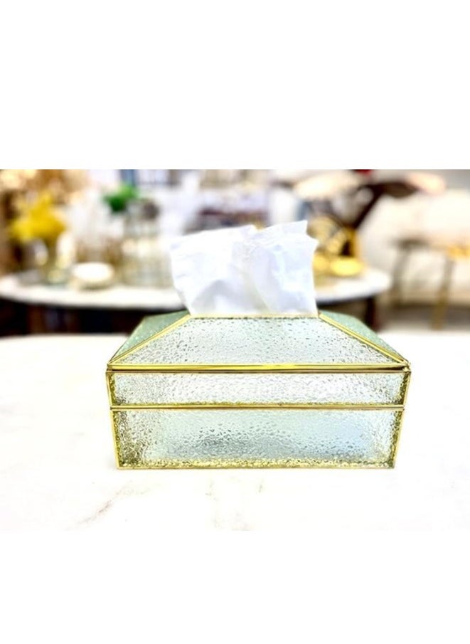 Spaceshoop Decorative Tissue Box Holder, Stylish Glass Napkin Storage Box Pumping Paper Dispenser Facial Tissue Holder for Dresser Bathroom Bedroom Home Office Car Restaurant  - Image 1