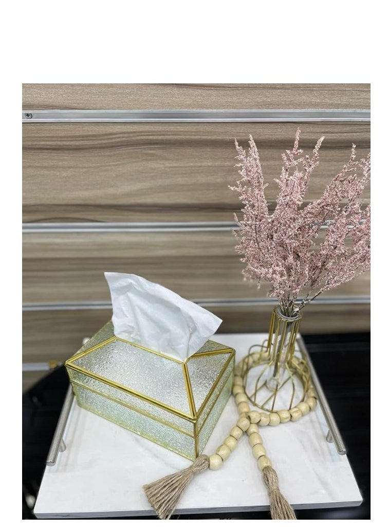 Spaceshoop Decorative Tissue Box Holder, Stylish Glass Napkin Storage Box Pumping Paper Dispenser Facial Tissue Holder for Dresser Bathroom Bedroom Home Office Car Restaurant  - Image 2