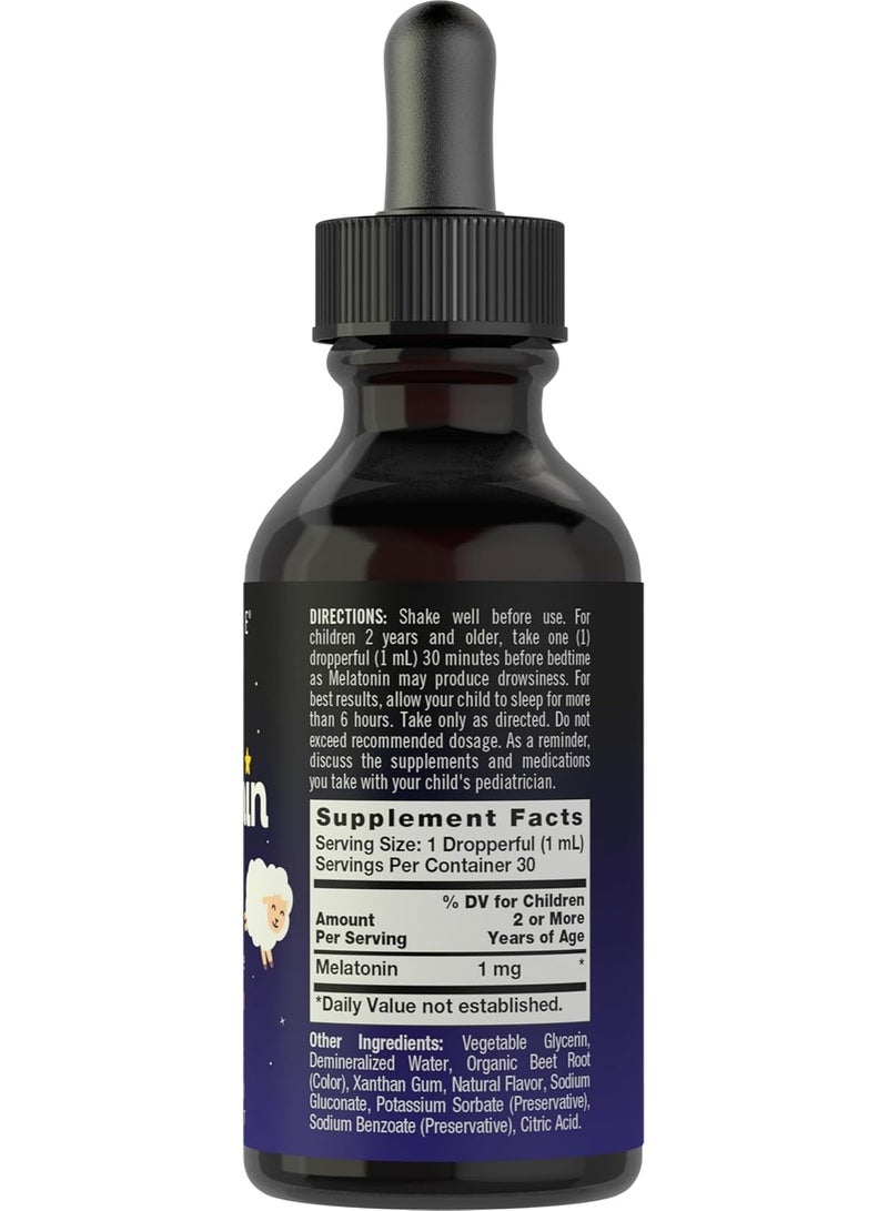Carlyle سائل الميلاتونين للأطفال | 1 أونصة سائلة | عبوتين | نكهة الفاكهة | مكمل غذائي للأطفال خالي من الأدوية - Image 2