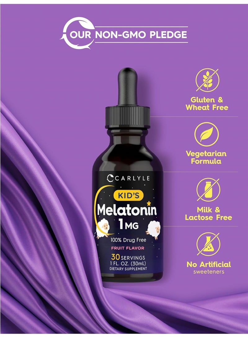 Carlyle سائل الميلاتونين للأطفال | 1 أونصة سائلة | عبوتين | نكهة الفاكهة | مكمل غذائي للأطفال خالي من الأدوية - Image 5