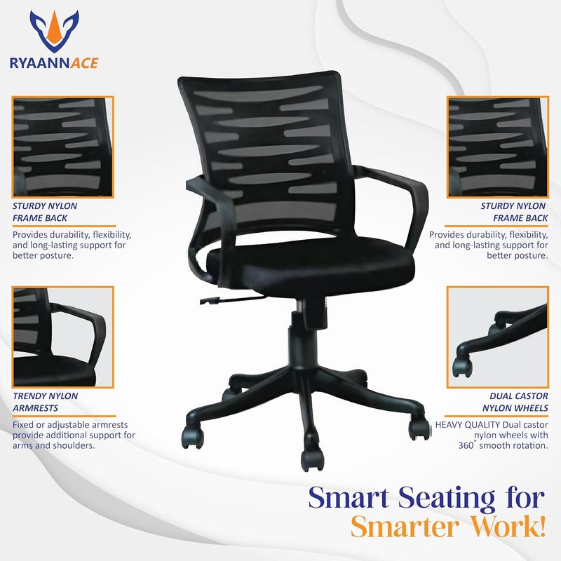 RYAANN ACE RYAANN ACE Office Chairs Ergonomic Executive Office Boss Chair Adjustable Tilt Angle Computer Desk Chair Thick Form Cushion Heavy Duty Meal Base Long Hour Sitting ComfortBlack RA986 - Image 5