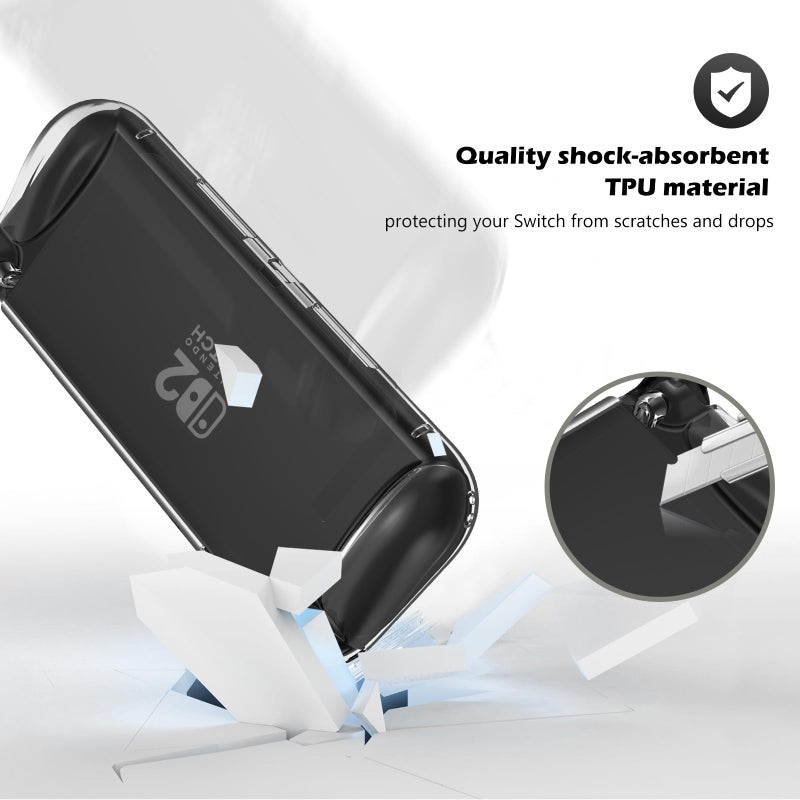 ProCase Protective Cover for Nintendo Switch 2 2025, Case with Ergonomic Grip, Shell for Switch 2, Soft TPU Protector Accessories, Anti-Scratch, Easy to Install -Transparent Black - Image 4