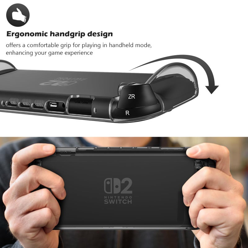 ProCase Protective Cover for Nintendo Switch 2 2025, Case with Ergonomic Grip, Shell for Switch 2, Soft TPU Protector Accessories, Anti-Scratch, Easy to Install -Transparent Black - Image 3
