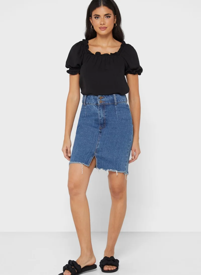 DOROTHY PERKINS Scoop Neck Ruffle Detail Top