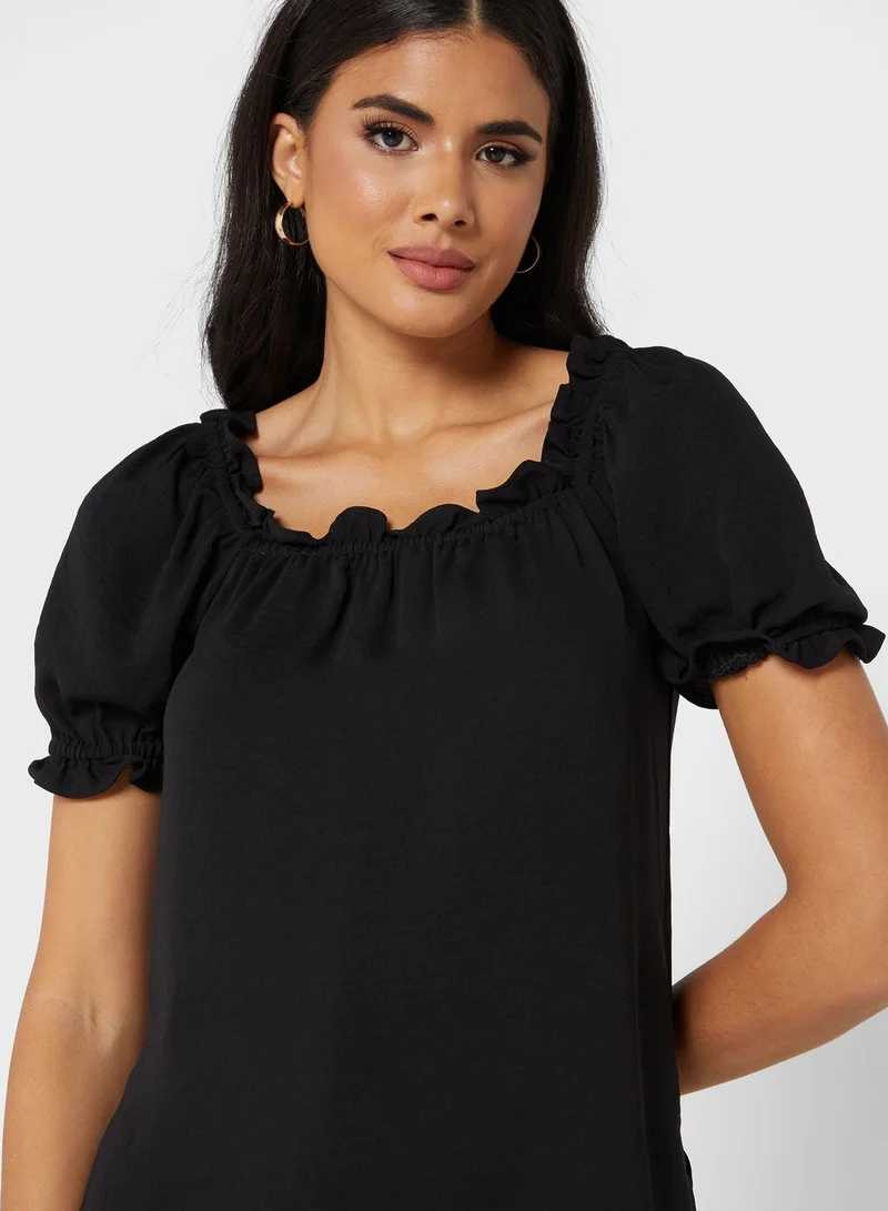 DOROTHY PERKINS Scoop Neck Ruffle Detail Top
