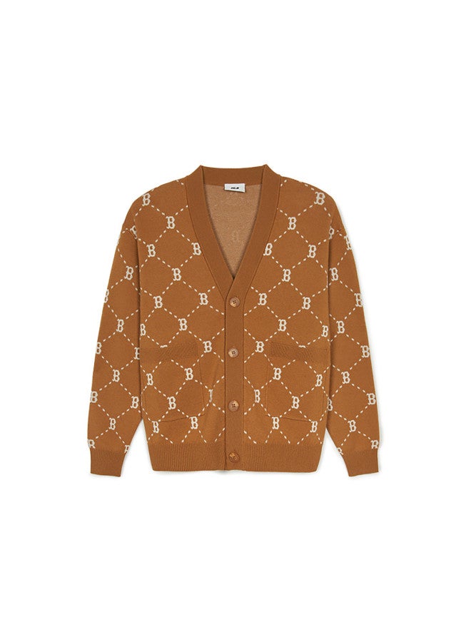 MLB Men And Women Couple Diamond Monogram Comfort Knit Cardigan Coat Spring Autumn Kcm01 - Image 3