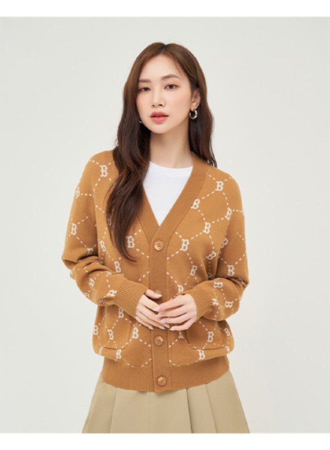 MLB Men And Women Couple Diamond Monogram Comfort Knit Cardigan Coat Spring Autumn Kcm01 - Image 1