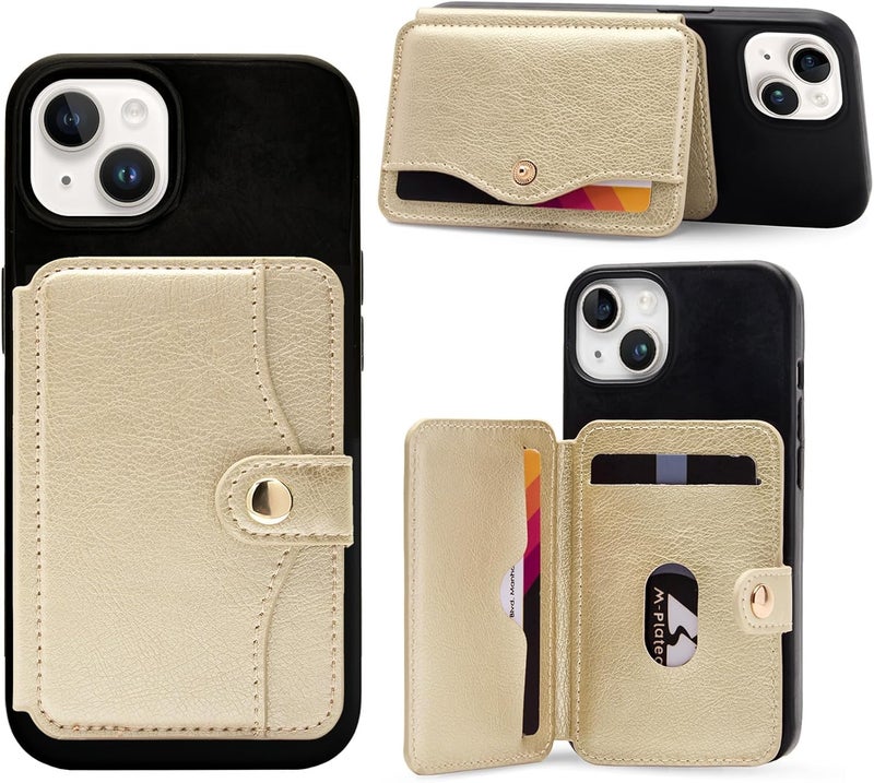 M-Plateau Cell Phone Purse with Slim 3M Adhesive Credit Card Holder for Cell Phone for iPhone 12& iPhone 13 Pro Max 6.1 Inches/one Plus 10T/Samsung Galaxy Most Smartphones (Gold) - Image 1